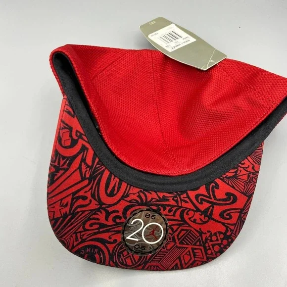 Air Jordan Hat Men 7 5/8 Black 20th Anniversary‎ Tribal Jumpman Fitted Cap New